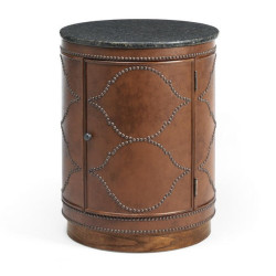 ROUND LEATHER STORAGE COMMODE 8561-891